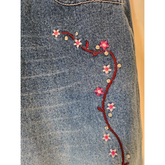 JRS.COM Straight Leg Faded Flower Applique Jeans Size 9/10 - Picture 5 of 5